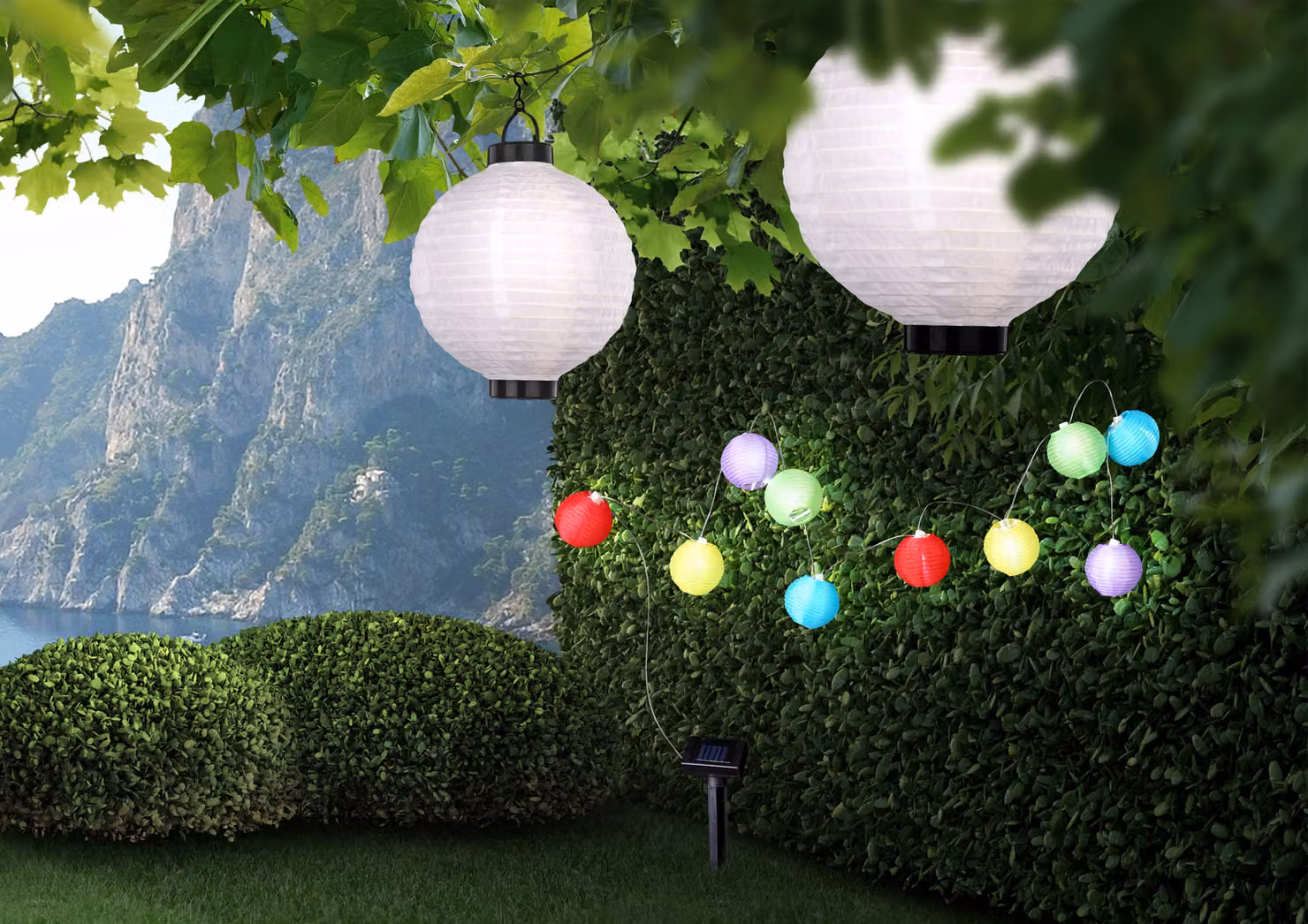 Globo luce solare in plastica multicolore, 10xLED; 33971
