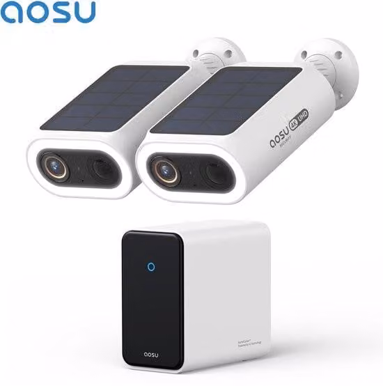 Sistema di telecamere di sicurezza - Risoluzione 4K - Wireless - Per uso esterno - Riconoscimento facciale tramite intelligenza artificiale