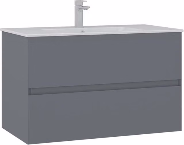 Mobile lavabo Nest 91 v2 HANAH HOME Grigio opaco L/P/H: 91 x 51 x 55 cm – 1