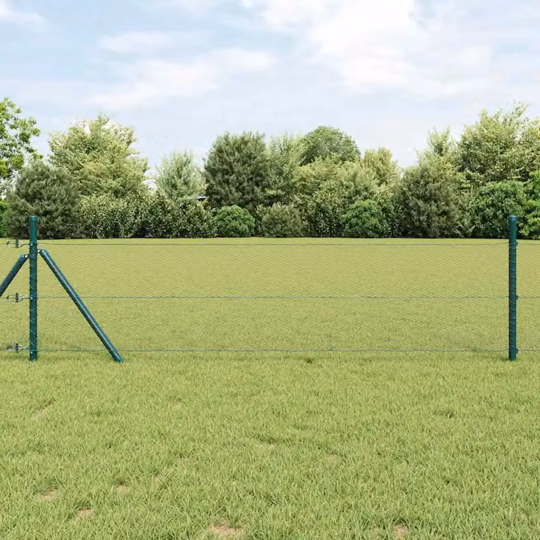 vidaXL Recinzione in rete metallica tonda in acciaio e PVC Grigio, L: 100 m, H: 0,8 m