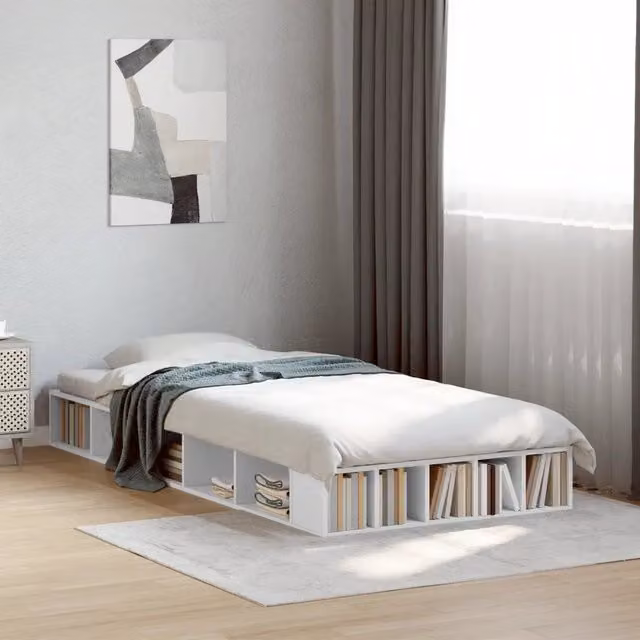 Letto con contenitore e doghe in legno bianco vidaXL L/P: 100 x 200 cm