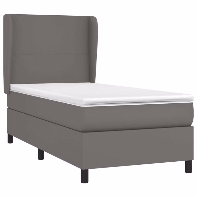 Giroletto a Molle con Materasso Grigio 90x190 cm in Pelle finta