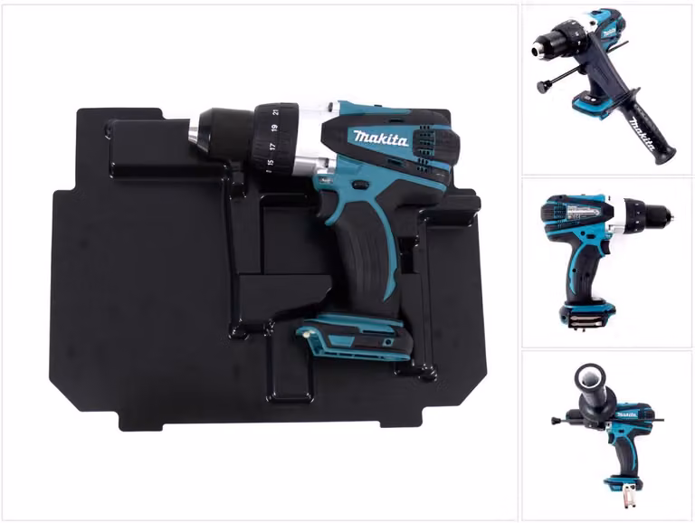 Makita DHP 458 ZE Trapano avvitatore con percussione a batteria 18V 91Nm + Inserto per Makpac - senza batterie, caricabatterie