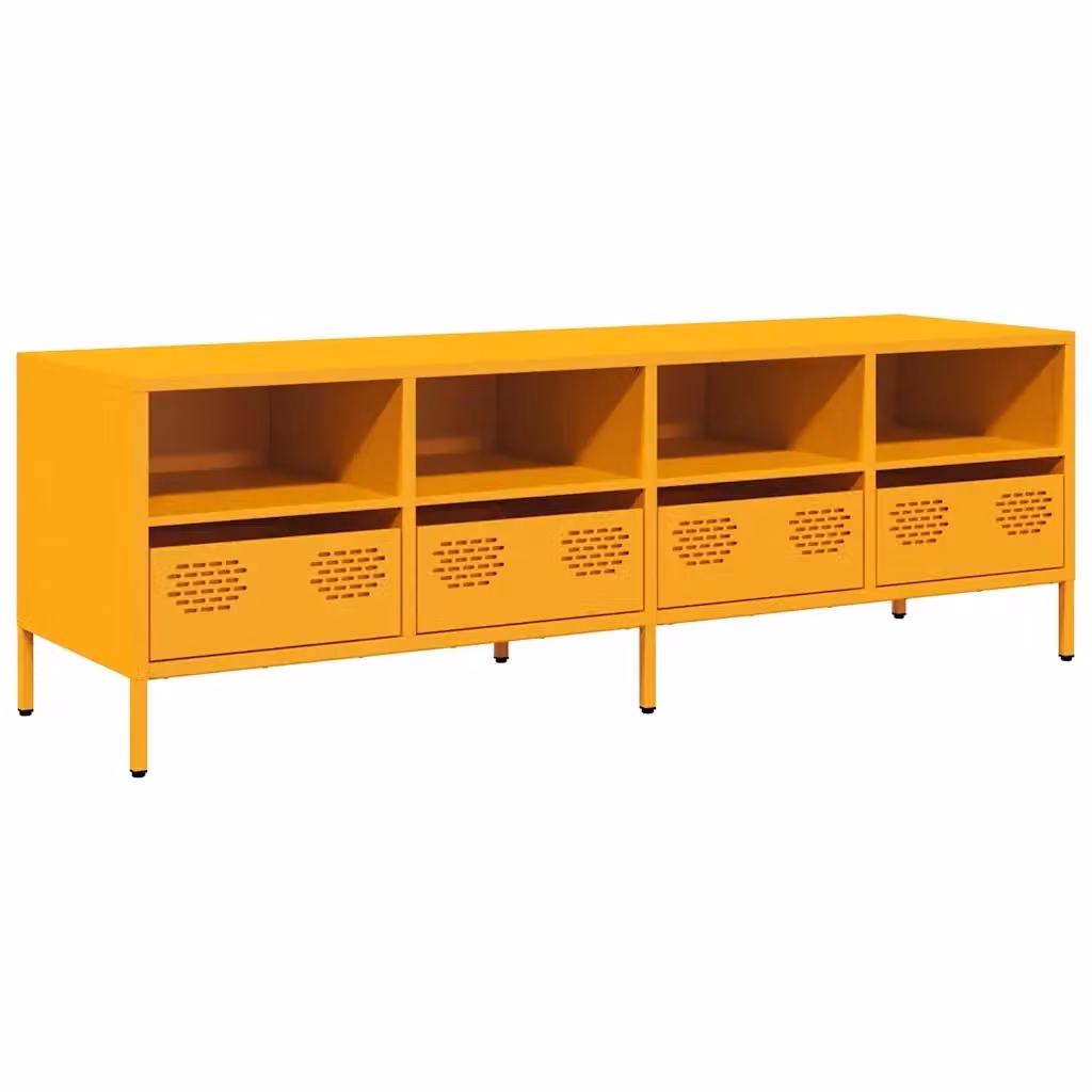 Mobile TV vidaXL in metallo giallo, stile industriale, L: 135 cm, P: 39 cm, H: 43,5 cm – 2