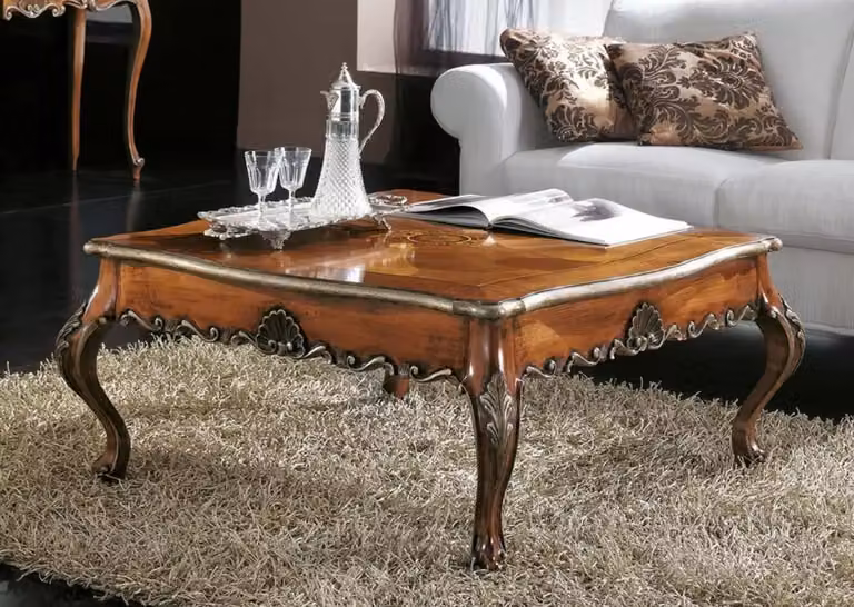 Casa Padrino Tavolino barocco marrone/argento - Tavolino da salotto quadrato in legno massiccio in stile barocco - Mobili barocchi per il soggiorno e per l'albergo - Qualità eccellente - Italy