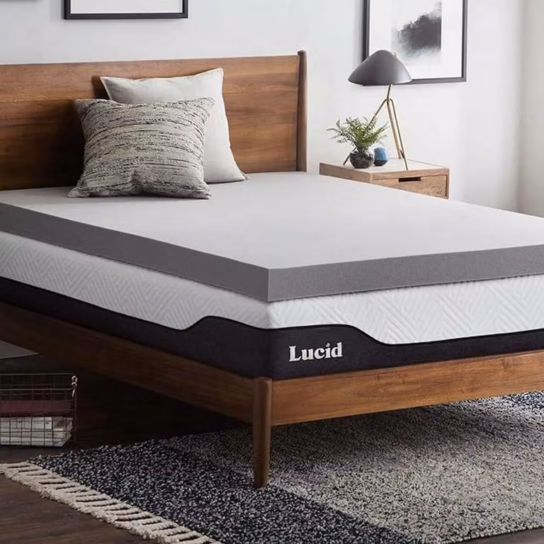 Topper per materasso, 90x190 cm, 10 cm di spessore, in memory foam con carbone di bambù, colore grigio