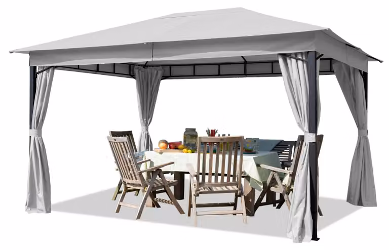 TOOLPORT Gazebo da Giardino 3x3 m con telo impermeabile da ca. 180g/m² - 4 teli laterali grigio