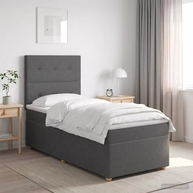 Letto box spring con materasso Grigio Scuro 80 x 200 cm Tessuto 3453754