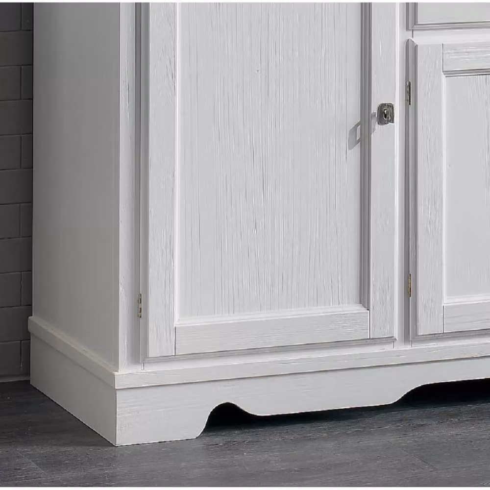 Madia credenza in legno massello con 4 porte laccato bianco opaco Mobili 2G L: 222 cm, P: 52 cm, H: 108 cm – 2