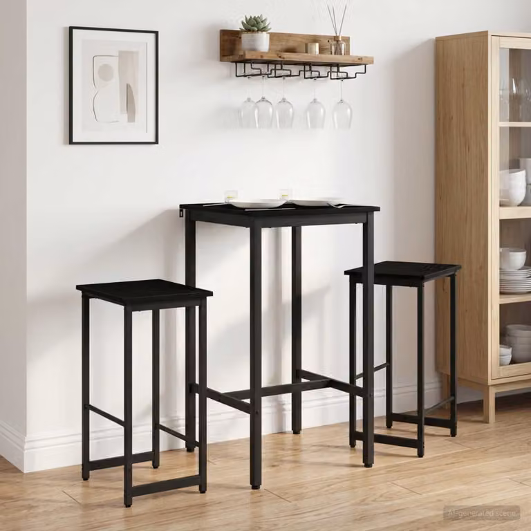 Set di 2 sgabelli da bar moderni vidaXL in nero con finitura opaca L/P/H: 40 x 32 x 74 cm