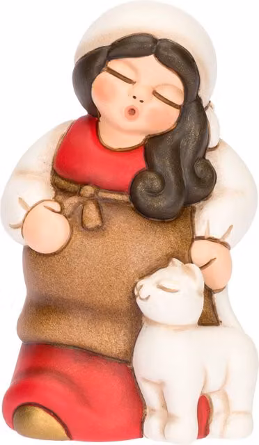 Statuina Donna in dolce attesa Presepe Classico Thun in ceramica rossa
