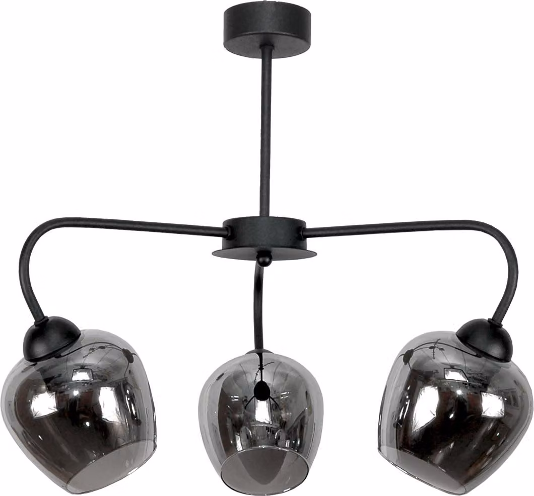 Lampada da soffitto a sospensione, lampada in vetro nero, grafite 15-172 HORACE