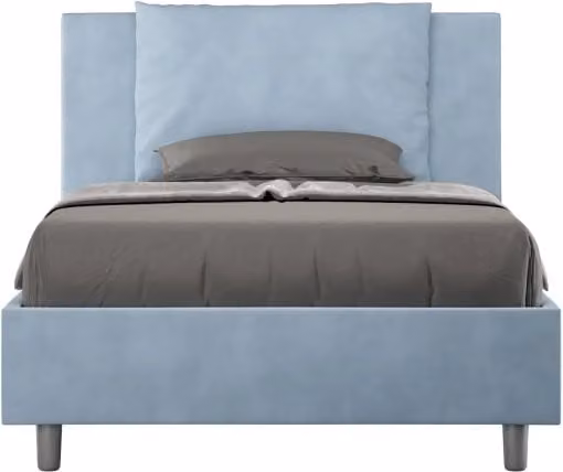 Letto imbottito 1 piazza e mezza 120x200 cm Antea - Senza rete,Microfibra,Azzurro