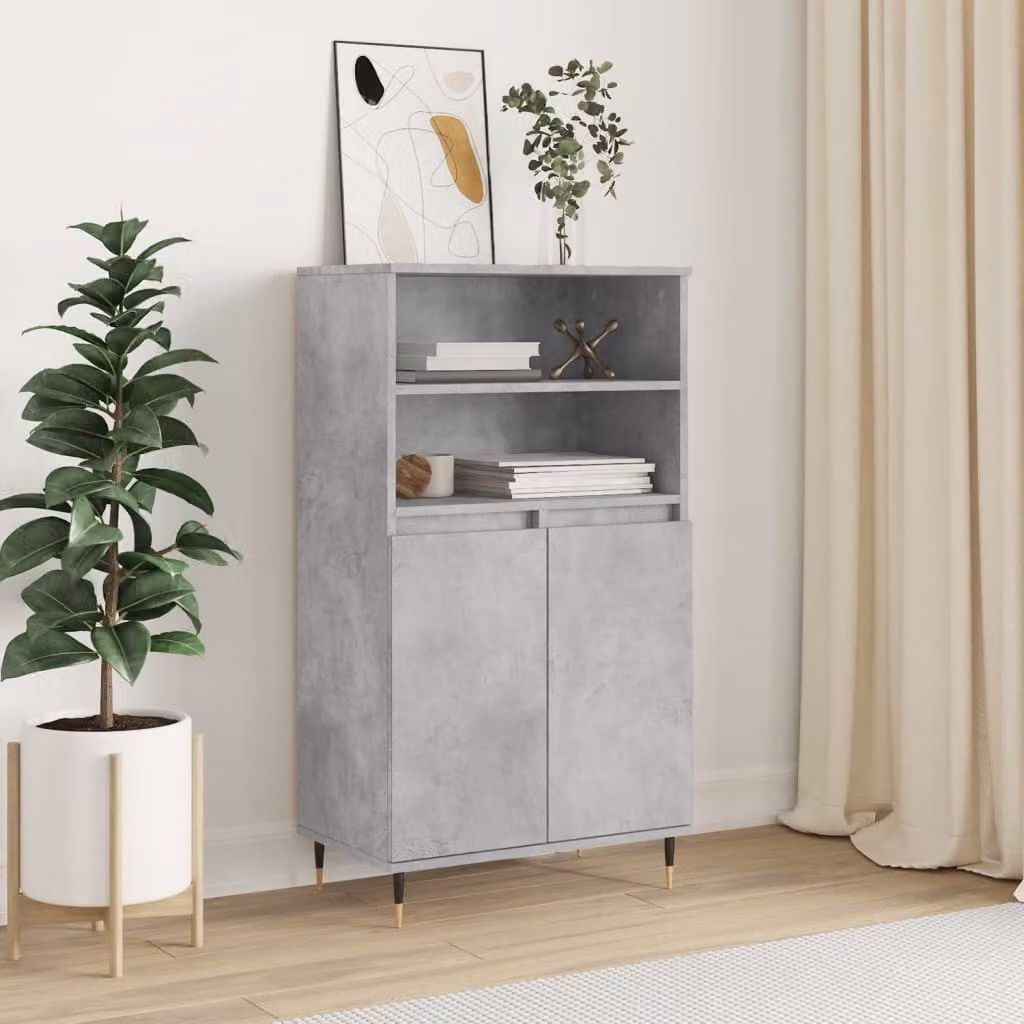 Credenza in stile industriale vidaXL in legno multistrato e metallo, Grigio, L: 60 cm, P: 36 cm, H: 110 cm