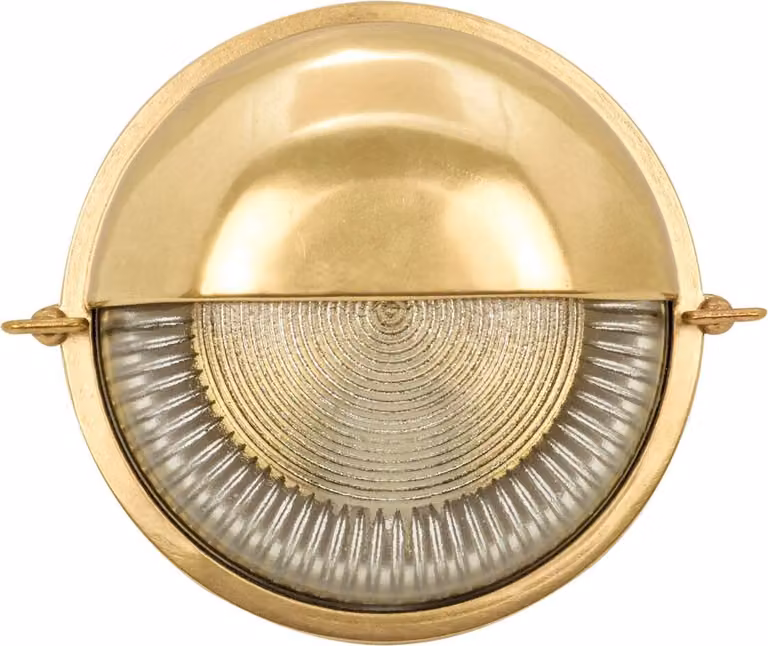 Lampada da esterno a parete in vetro di ottone E27 IP64 rotonda Ø 17,5 cm in lampada nautica da cantina