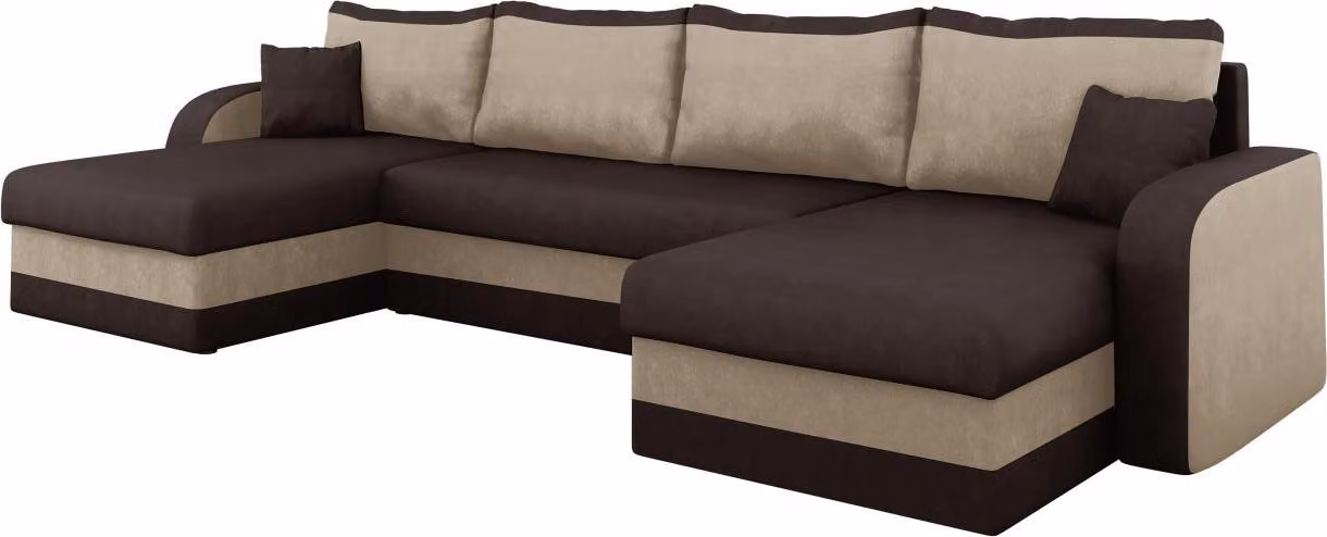 MIRJAN24 Divano angolare Kris U, Elegante divano angolare con box letto e funzione letto, divano letto a U (Alova 68 + Alova 07)