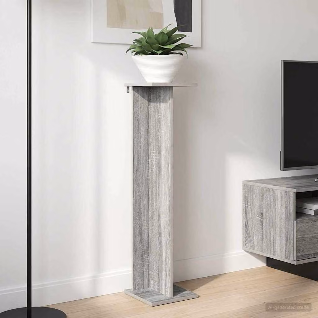 Set di 2 supporti per piante vidaXL in legno MDF grigio, L/P/H: 25 x 25,5 x 100,5 cm