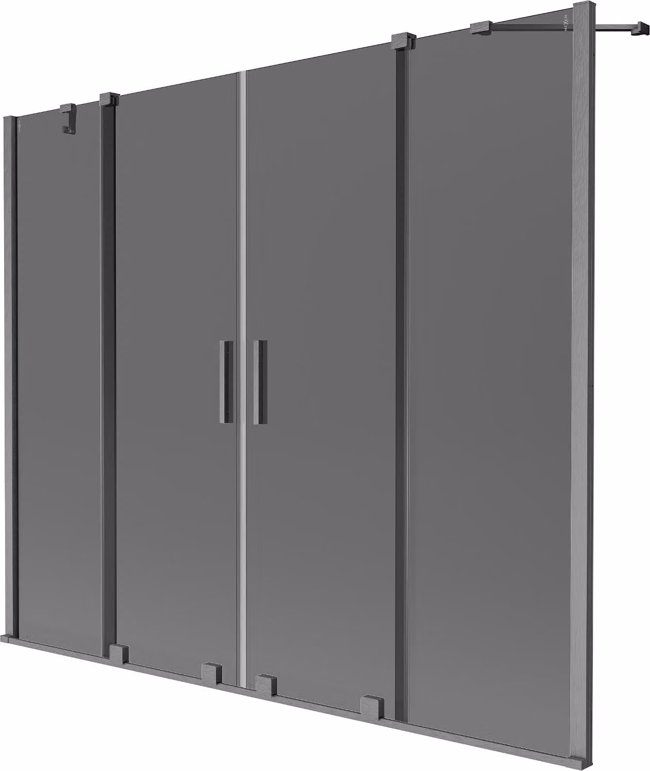 Mexen Velar Paratia da bagno Duo a 2 battenti scorrevoli 180 x 150 cm, grafite, grigio canna di fucile spazzolato
