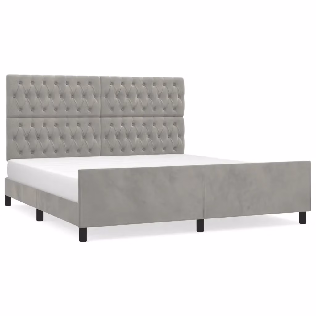 Letto con Testiera in Velluto Grigio Chiaro vidaXL L/P: 180 x 200 cm – 2