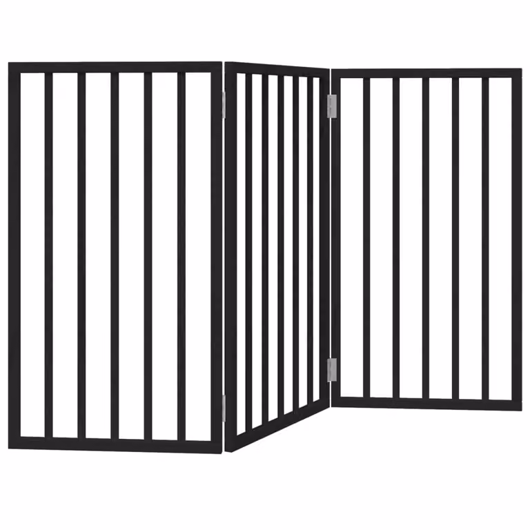 Cancello per Cani Pieghevole 3 Pannelli Nero 150cm Legno Pioppo