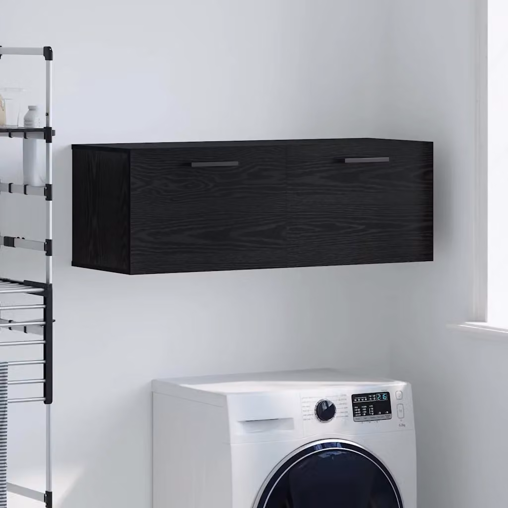 Armadietto a muro moderno vidaXL in MDF nero opaco L: 100 cm, P: 36.5 cm, H: 35 cm