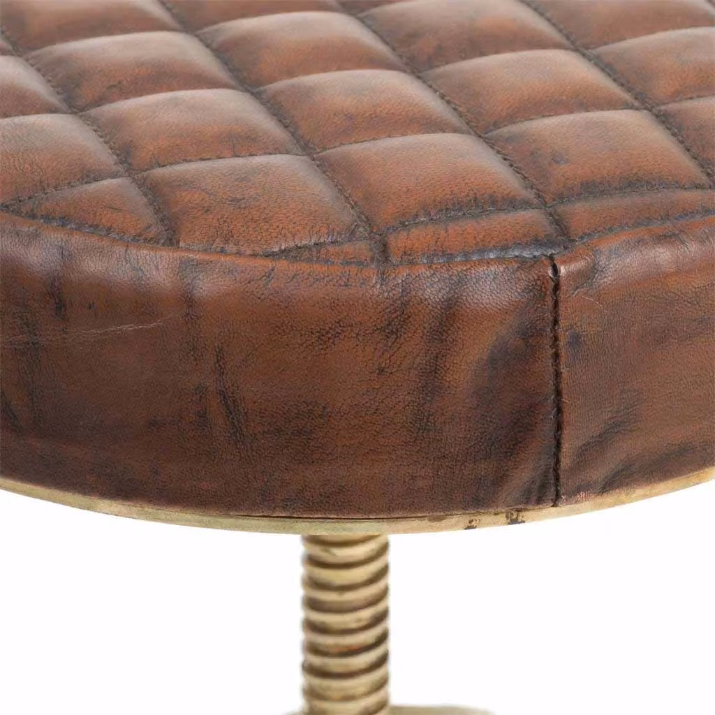 Sgabello Wanderlust Deco in metallo e pelle marrone con dettagli oro L/P/H: 38 x 38 x 56 cm – 2