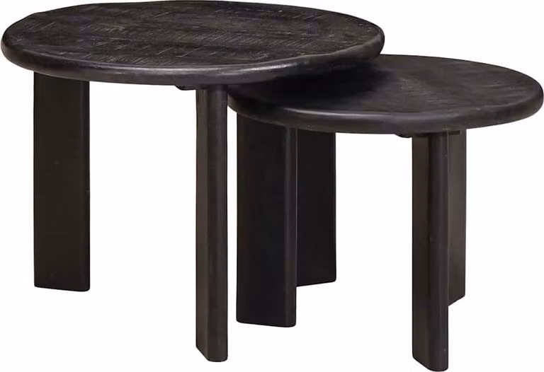 Maison Exclusive - Set di 2 tavolini nidificanti, neri, diametro 50 cm x altezza 40 cm
