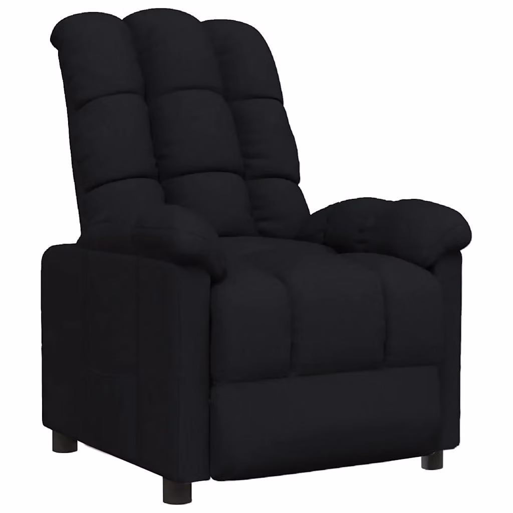 Poltrona Reclinabile Relax vidaXL in Tessuto Nero con Braccioli e Regolazione Manuale – 2