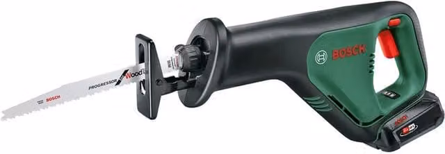 Sega alternativa Bosch AdvancedRecip 18 con batteria agli ioni di litio da 18 V, 300 spm e cambio lama senza utensili, colore Nero Verde