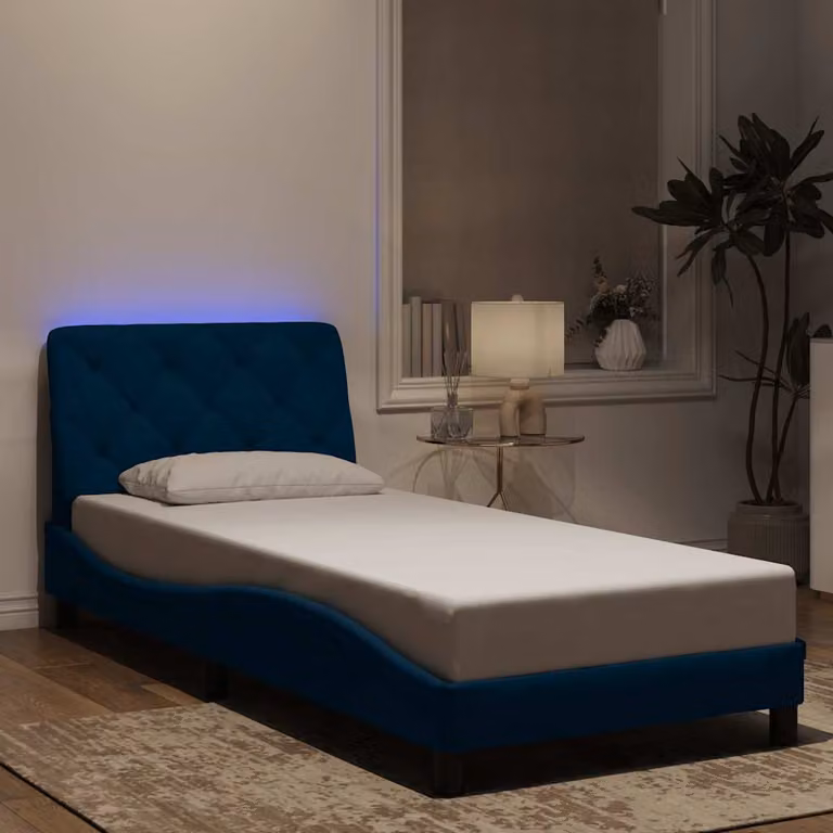 vidaXL Giroletto in Velluto Blu con Illuminazione LED e Porta USB, L/P/H: 90 x 200 cm
