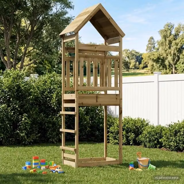 Torre da Gioco per Esterni Naturale Pino impregnato solido 826531