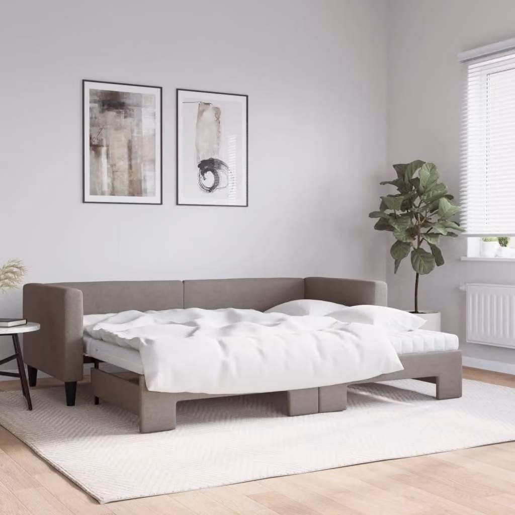 Maison Exclusive - Divano letto estraibile con materassi color taupe 80x200 cm in tessuto