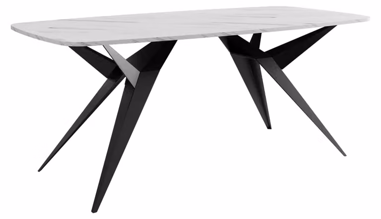MIRJAN24 Tavolo Axis 160, tavolo da pranzo, gambe in acciaio (colore: nero / marmo bianco)