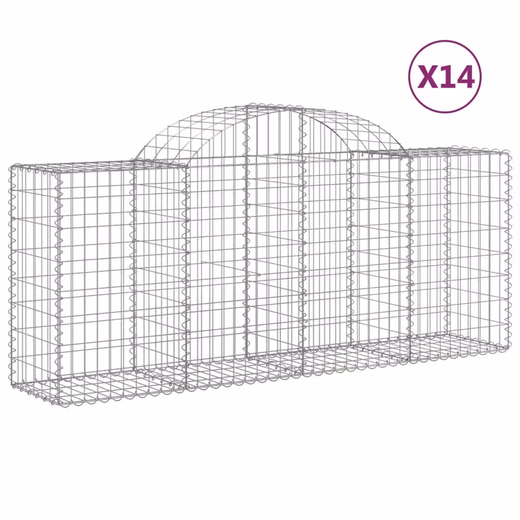 Cesti Gabbioni ad Arco 14 pz 200x50x80/100 cm Ferro Zincato