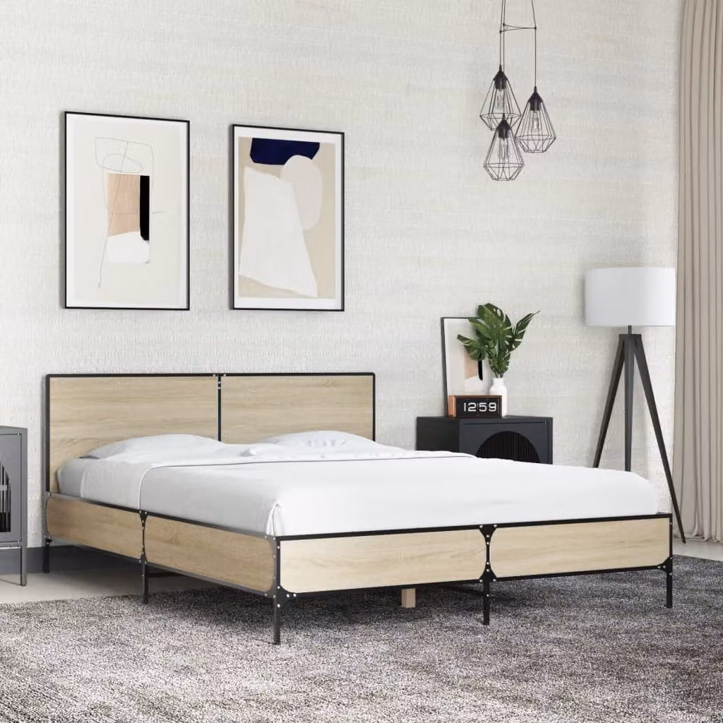 Giroletto vidaXL in Rovere Sonoma e Metallo, L/P/H: 135 x 193 x 80 cm