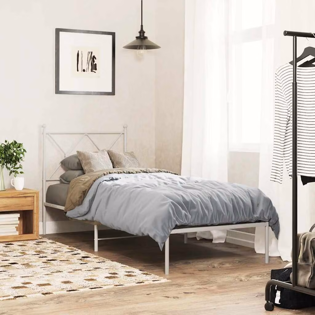 vidaXL Giroletto con Testiera in Metallo Bianco L 80 cm x P 200 cm
