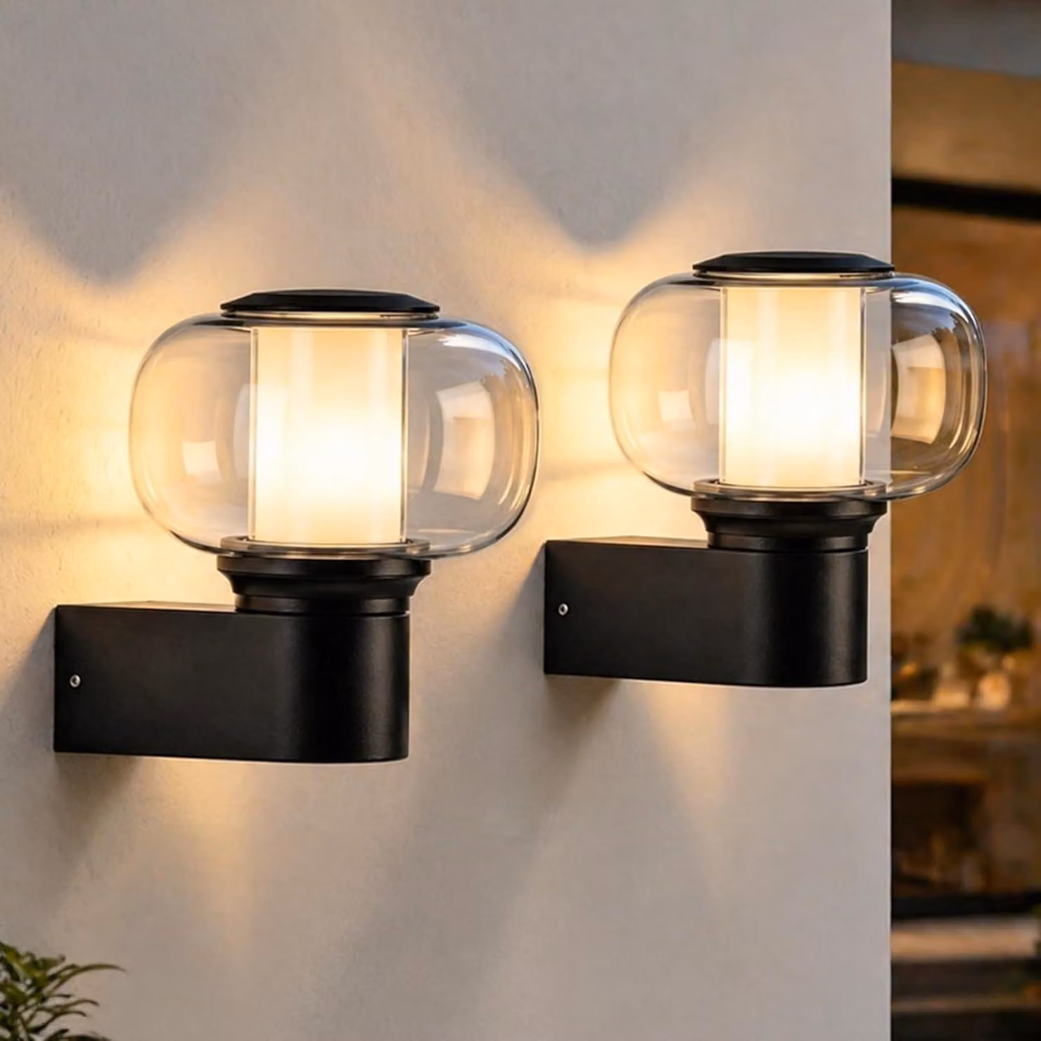 ZMH Lampada da parete LED per esterni, confezione da 2, grado di protezione IP65, illuminazione esterna, lampada da parete E27, ideale per pareti esterne, lampada da parete per esterni, adatta per balconi, ingressi e corridoi