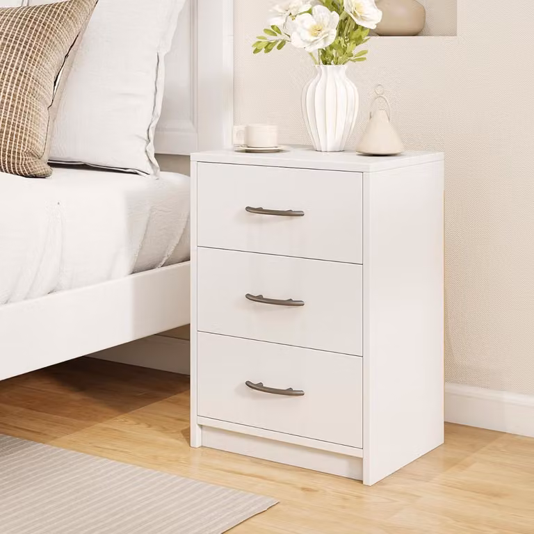 Comodino Costway a 3 cassetti moderno con kit antiribaltamento Bianco