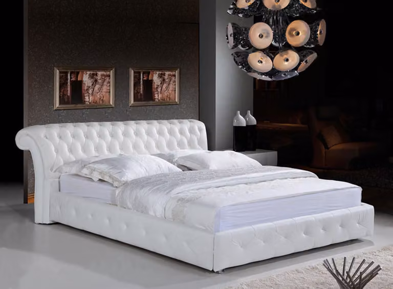 Chesterfield Designer Bett Schlafzimmer Leder Polster 140/160/180/200 cm