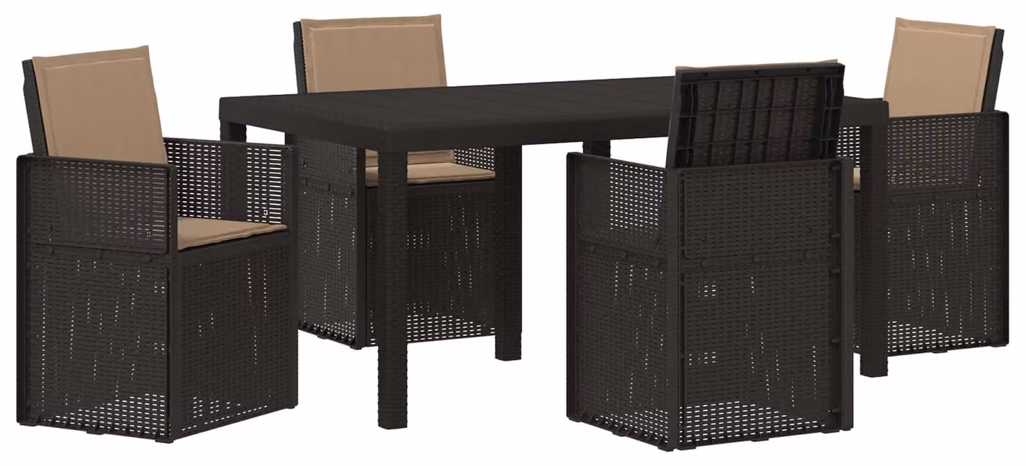 Set da Pranzo per Giardino 5 pcs Antracite e Tortora PP