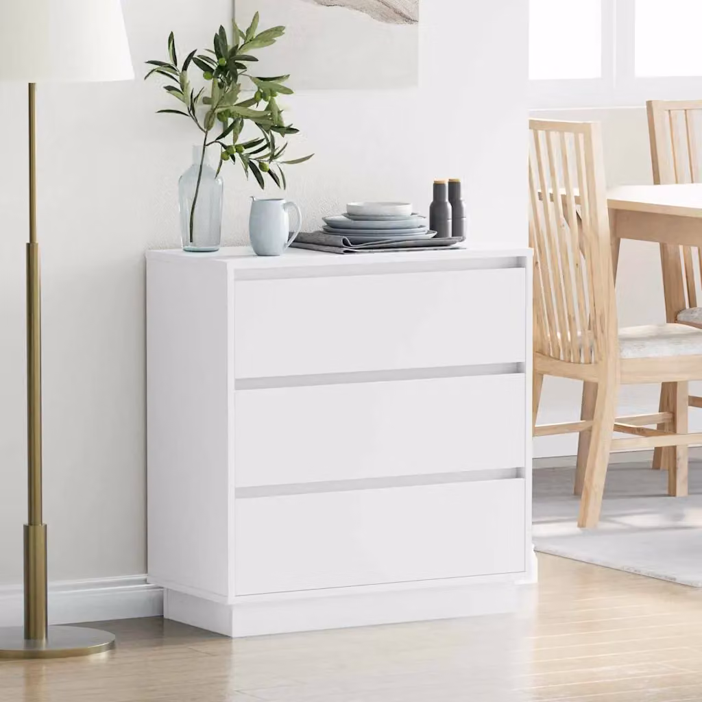 Armadio da notte moderno vidaXL in legno ingegnerizzato bianco con illuminazione integrata L 71 x P 34,5 x H 75 cm