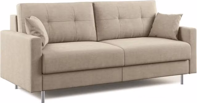 Divano letto matrimoniale Megan Divani.Store in microfibra smacchiabile beige L: 188 cm, P: 140 cm