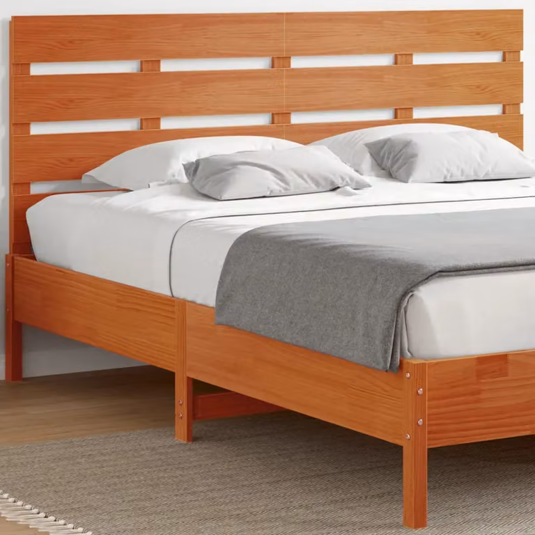 Testiera per letto vidaXL in legno massello di pino color marrone cera, stile rustico, L: 135,5 cm, H: 80 cm, P: 3 cm