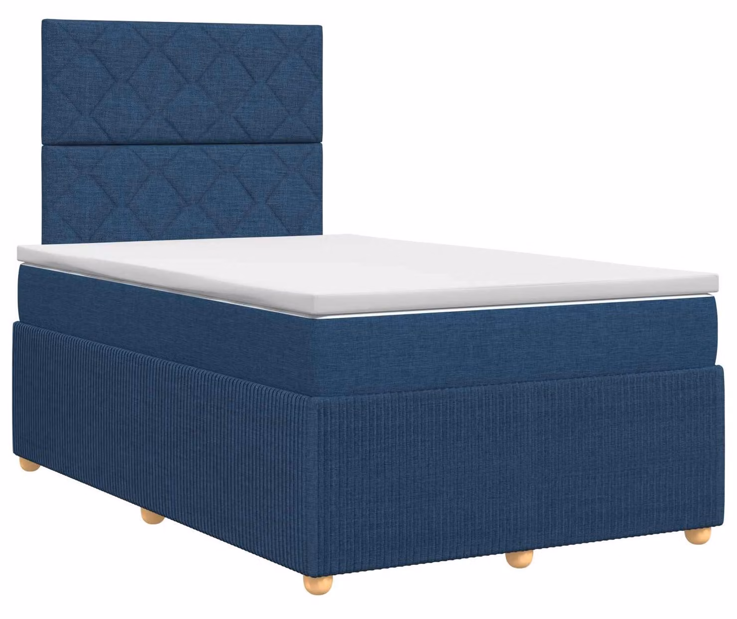 Letto a molle insacchettate con materasso e testata in tessuto blu 120 x 200 cm