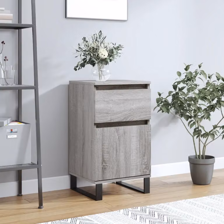 Credenza moderna vidaXL in legno e metallo, Grigio, L 40 cm x P 35 cm x H 70 cm