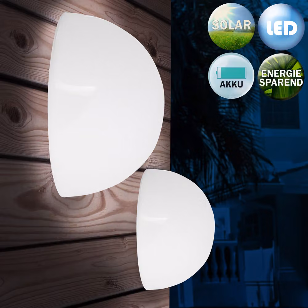 Set di 3 lampade solari a cupola LED Monzana per giardino e parete, colore bianco – 2