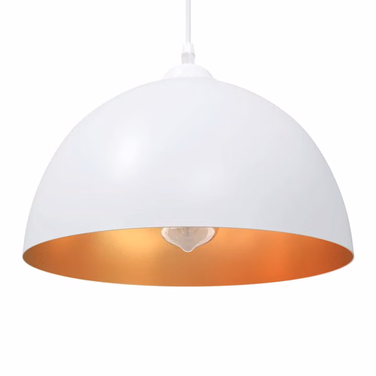 Set di 2 lampade a sospensione regolabili vidaXL in metallo bianco e bronzo, attacco E27, Ø: 30 cm
