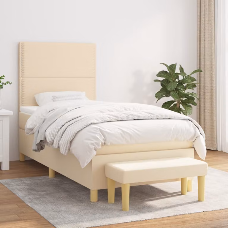 Maison Exclusive - Giroletto a Molle con Materasso Crema 90x200 cm inTessuto