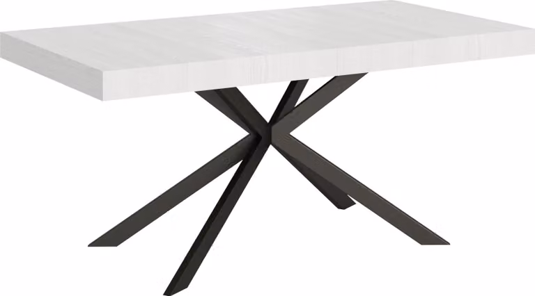 ITYHOME - Tavolo allungabile 160/420X90 cm Plaker bianco frassino gambe antracite