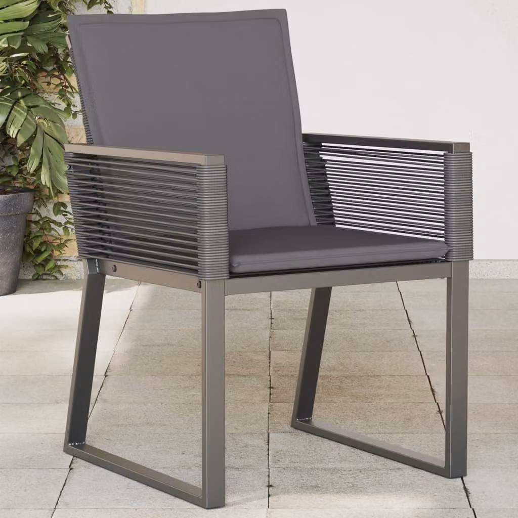 Set di 2 sedie da giardino vidaXL in polyrattan nero con cuscini inclusi